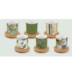 CEME - Set 6-tich porcelánových šálok s bambusovou podšálkou 